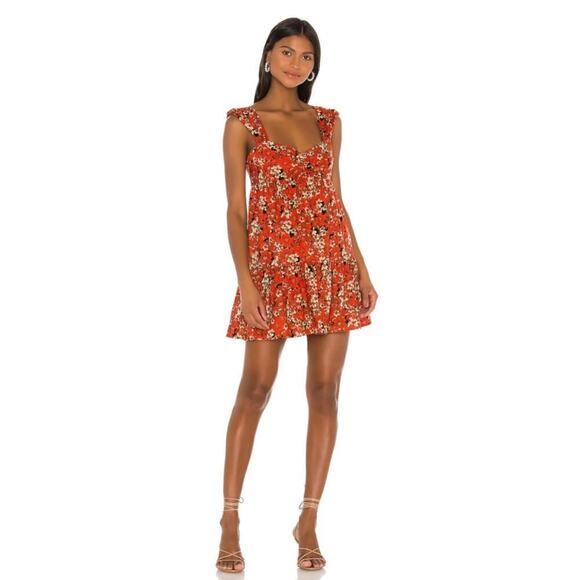 B32 Free People Floral Babydoll Mini Dress Womens XS - Picture 2 of 6